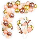 【60 Stück Ballons Pack】 12-Zoll-Latexballons jeder Farbe haben 10 Teile in Metallic-Gold, Metallic-Rose, Koralle, Perlenkoralle, Mattweiß und Konfetti. Ordnen Sie diese verschiedenen Farbballons an, um Bogen, Girlande, Herz oder eine beliebige Form nach Belieben zu dekorieren