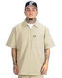 FB County Short Sleeve 1/2 Zip with Chest Pockets, Khaki, Large - Heavy Cotton-Poly, Casual Breathable Shirts for Men & Women