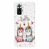 Nadoli Hülle Leuchtend für Xiaomi Redmi Note 10 Pro,Paar Einhorn Muster Fluoreszierend Licht im Dunkeln Weich Dünn Gummi Handytasche Stoßfest Schutzhülle Etui
