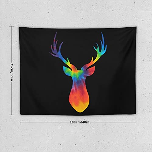 Tie Dye Deer Head Tapestry Wall Hanging Aesthetic Vintage Poster Blanket For Bedroom Living Room Home Decor 50 X 60Inches #TOP1
