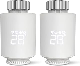 Intelligentes WLAN-Thermostat, Smart-Heizkörperthermostat, Steuerung per App, kein Gateway erforderlich, kompatibel mit Alexa und Google Home, programmierbar (2 Stück)