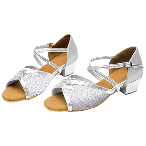 Children's Latin Dance Shoes Indoor Soft Soled Flat Heel Sequins Dance Shoes Satin Indoor Dance Flip Flops Kids Bulk