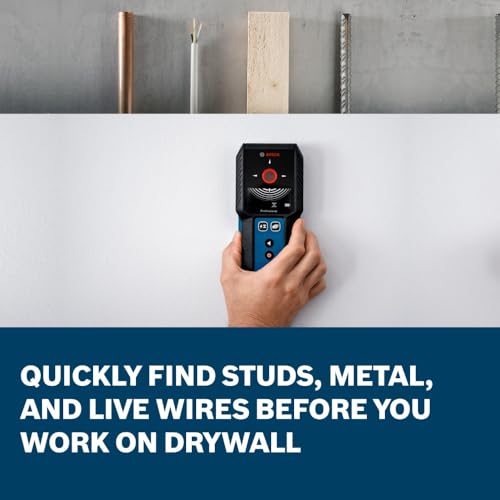 Image of BOSCH GMS120-27 Professional Wall Scanner, Multi-Function Stud Finder, and Live Wire Detector for Electricians, Plumbers & Contractors, Wall Detector Scanner