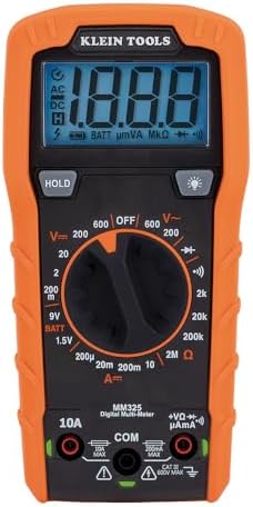 Klein Tools MM325 Multimeter, Digital Manual-Ranging 600V AC/DC Voltage Tester, Tests Batteries, Current, Resistance, Diodes, and Continuity,Black