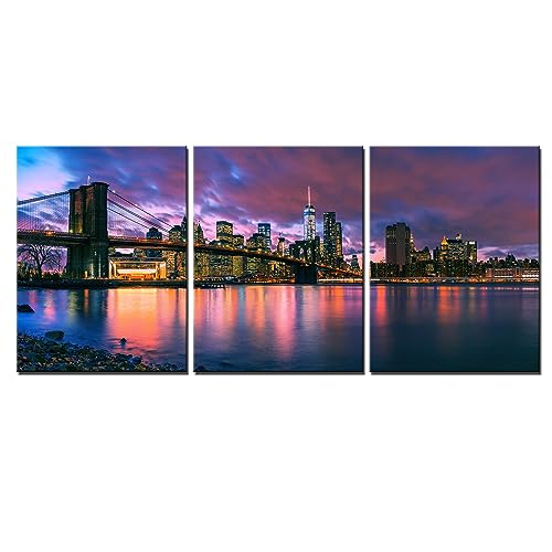 LevvArts Brooklyn Bridge Canvas Wall Art New York Manhattan City ...