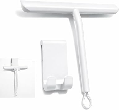 Vinabo Silicone Shower Squeegee Glass Wiper for Shower Doors, Bathroom Screens, Mirrors, Car Windows & Glass Cleaning,White,21cm