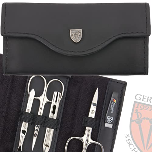 Nagelscheren-Set Drei Schwerter 5-teiliges Maniküre Set in Echtleder Etui