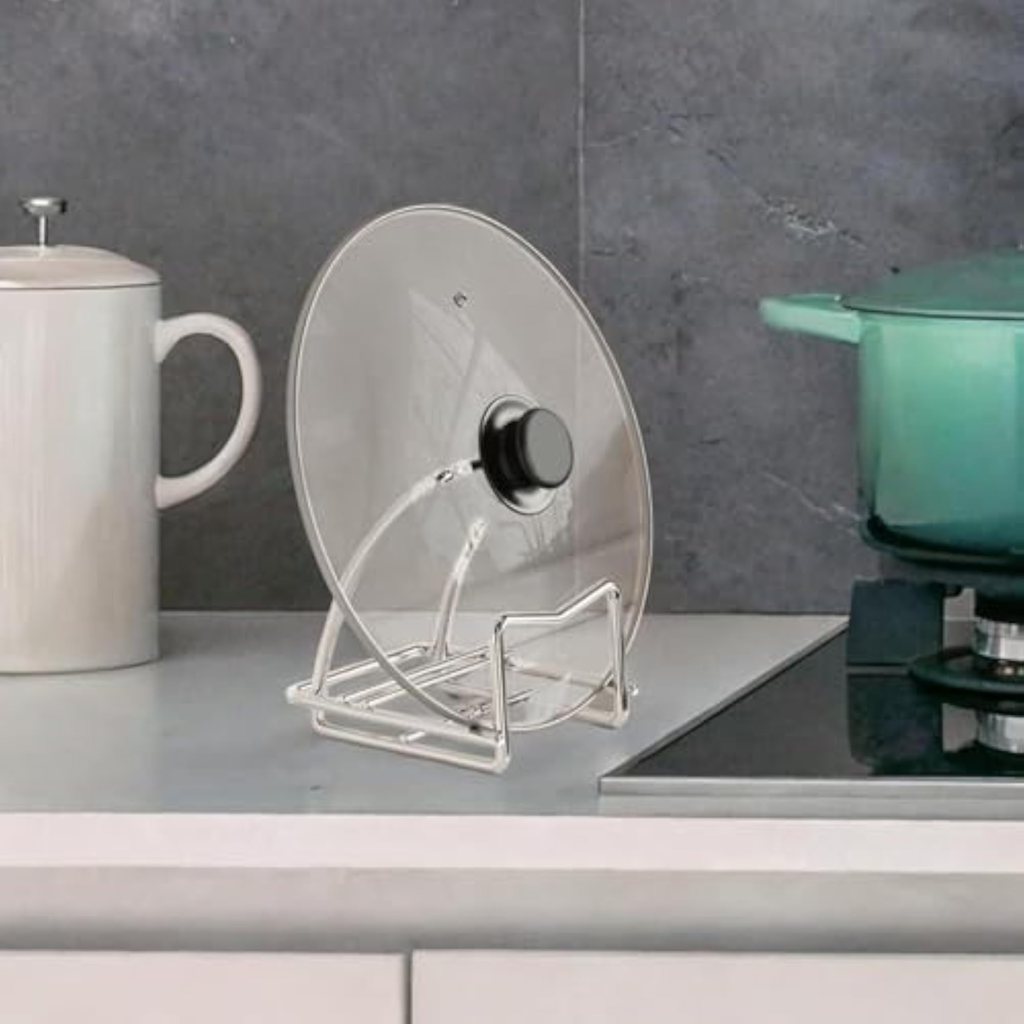 Rustproof Pot Lid Rack for Kitchen Countertop Organization