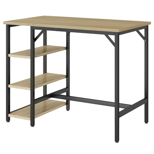 IBUYKE 40H Bar Table with 3 Storage Shelves High Dining Table for Kitchen Counter Table Industrial Standing Computer Desk UTMJ054Y