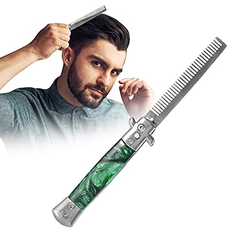 Switchblade Comb ,3Colors Stainless Steel Switchblade Spring Pocket Oil Hair Comb Foldable Hairstyling Brush(GREEN ) Switchblade Comb ,3Colors Stainless Steel Switchblade Spring Pocket Oil Hair Comb Foldable Hairstyling Brush(GREEN )