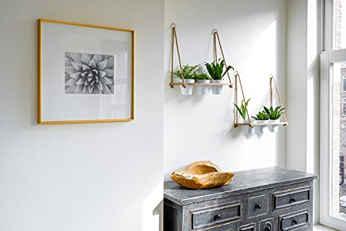 Kimisty Wall Hanging Herb Planters, 2 Tiered Vertical Planter Shelf With Metal Pot Set, Indoor Garden, Wood Herb Garden For Kitchen, Vertical Hanging Planters Wall Hanging - Parent (White) #TOP3