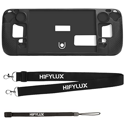 harupink Game Console Protective Case Compatible avec Steam Deck Deck Soft Silicone Protection Game Player Couvrir Un Protecteur de Machine de Jeu antidérapant Anti-Rayures avec Longe(Noir) Cover
