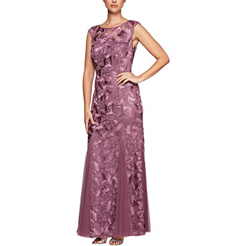 Image of Alex Evenings Women's Long Length Fit and Flare Mother of the Bride Dress with Godet Detail (Petite and Regular Sizes)