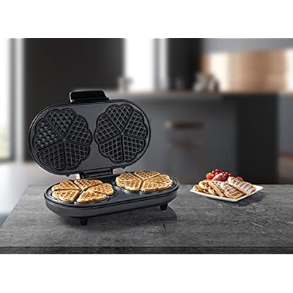 Bestron Doppel-Waffeleisen für klassische Herzwaffeln, Waffelmaker mit Backampel & Antihaftbeschichtung, 1.200 Watt, Farbe: Kupfer – Bild 4