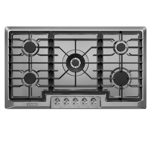 Empava 36 Inch Built-in Gas Cooktop with 5 Sealed SABAF Burners, LPG/NG Convertible, Flame Failure Protection, Dishwasher Safe Grates, Stainless Steel