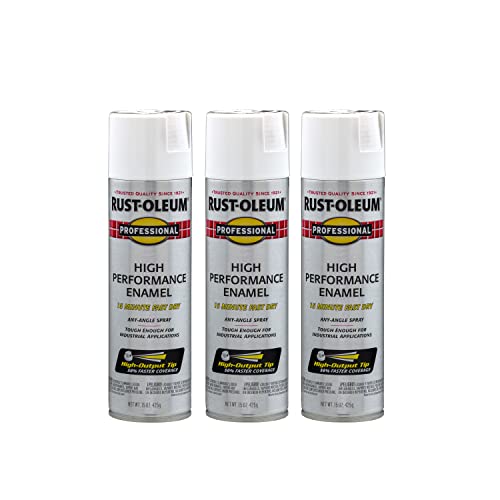 Image of Rust-Oleum 7590838-3PK Professional High Performance Enamel Spray Paint, 15 oz, Flat White, 3 Pack