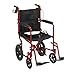 Drive Medical Lightweight Expedition Transport Wheelchair with Hand Brakes, Red