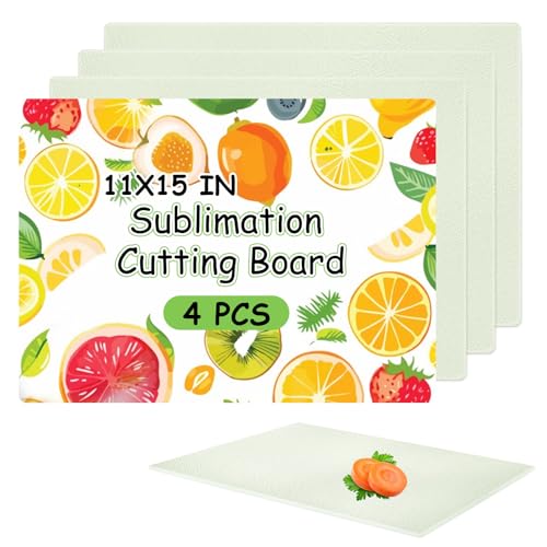 JMIATRY 4 PCS Sublimation Glass Cutting Board Blanks 15x11 Inch Tempered Glass Sublimation Cutting Boards Anti Slip Glasses Chopping Boards for Kitchen Heat Press Machine Personalized