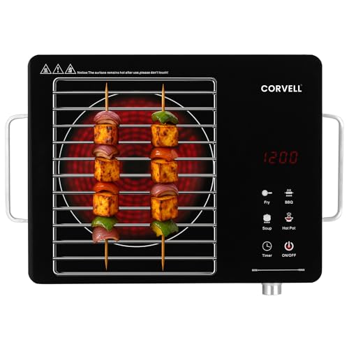 Image of 2200W Infrared Cooktop | Smart Electric Stove with Digital Display & Adjustable Temperature | Stainless Steel & Ceramic Design, 4 Cooking Modes, Auto Shut-Off