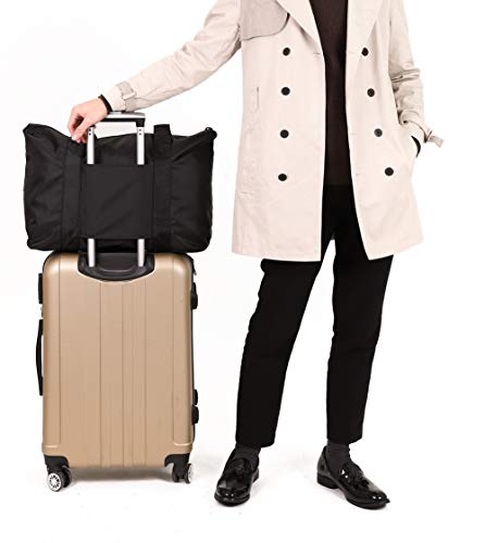 Leberna Travel Packable Luggage Lightweight - Foldable Duffel Bag Tote Bag Black