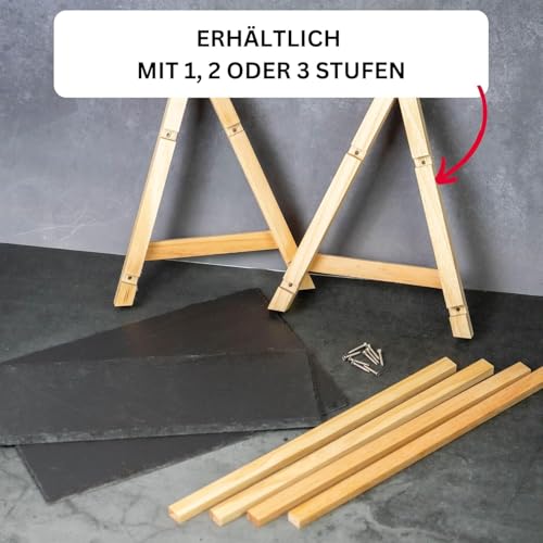 Foto von Westmark 2-stufige Naturschiefer-Etagère/Servier-Regal, Maße: 35,5 x 22 x 27 cm, Schiefer/Kiefer, Tapas + Friends, Anthrazit/Hellbraun, 69692260