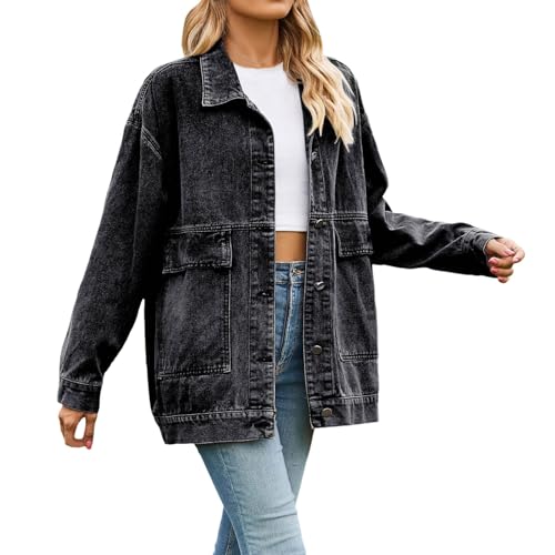 Veste de transition en denim décontractée avec boutons et coupe ample mi-saison