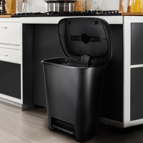 Caneca de basura rectangular de plástico con pedal 20.4 gal miniatura 4