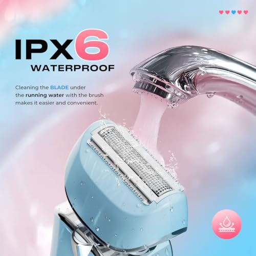Image of PRITECH Electric Razor for Women Wet /Dry Electric Shaver for Women Blue | Waterproof Lady Shaver for Legs Arm Underarm Bikini Public Body Razor with One Extra Foil Blad, Portable Women Bikini Trimmer