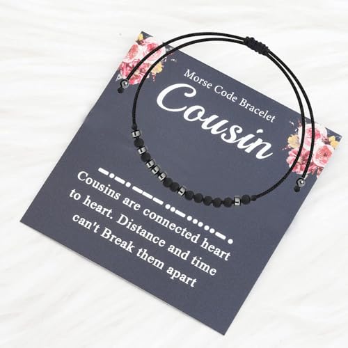 Image of BEKECH Cousin Morse Code Bracelet Crew Best Friend Long Distance Friendship Jewelry for Family