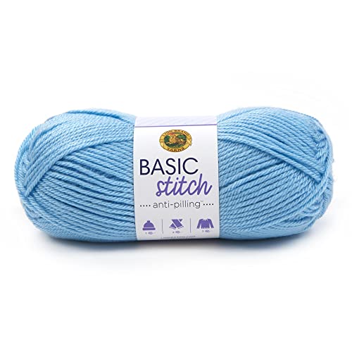 Image of (1 Skein) Lion Brand Yarn Basic Stitch Anti Pilling Yarn, Baby Blue