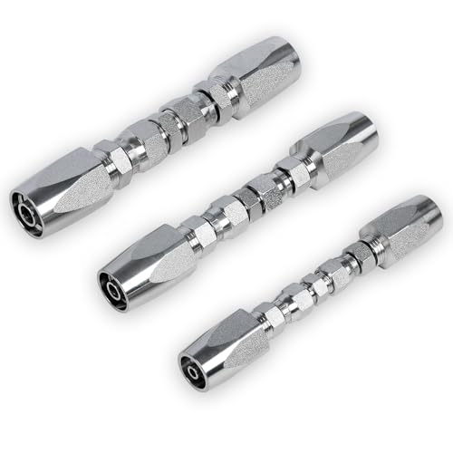 Image of 3Packs Reusable Hydraulic Hose Field Repair Kit, 1 /4 inch 3 /8 inch 1 /2 inch Inner Diameter Hydraulic Hose Repair Fitting, 4000 psi Pressure Rating Compatible with R2, R16, R17, R19 2-wire hydraulic hoses,