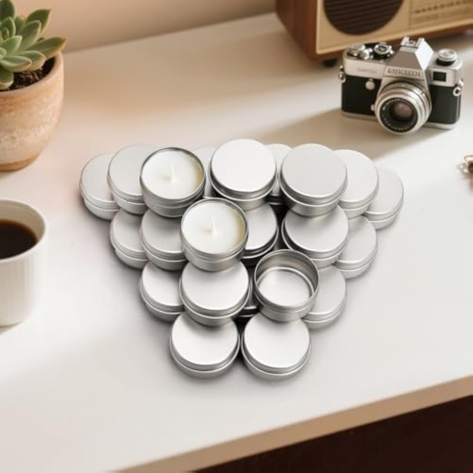 48 Pack 1 oz Round Tins Lip Balm Tin Containers
