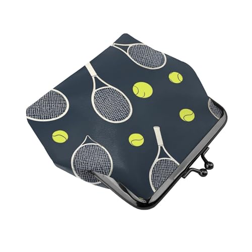 Lady Vintage Mini Coin Purse Wallet Clutch Bag (Funny Colourful Tennis Racquets And Tennis Balls (2))3