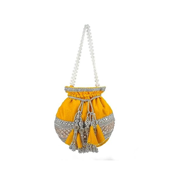 DADI NANI POTALIS Makhmal Potli Bag Silver Mirror Work For Women Ideal For Parties, Weddings, Gifting, Festivals