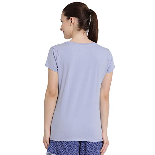 Image of Enamor Short Sleeve Regular Length Pull On Basic V Neck T-Shirt for Women - Slim Fit, Soft and Breathable Stretch Cotton - E067