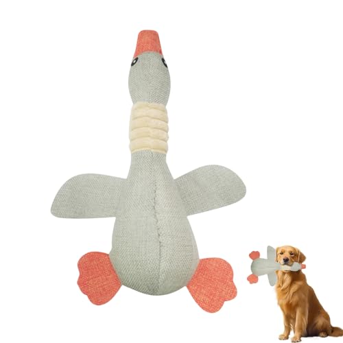 UZYXC Giocattolo per Cani Indistruttibile di Peluche, Anatra con Squittio Anti Stress, Gioco da Masticare per Cani Aggressivi, Morbido e Durevole per Cuccioli e Cani Adulti, Grigio