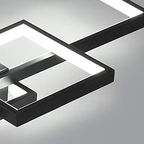 Jaycomey Led Ceiling Light,75W Modern Ceiling Lamp,3-Squares Acrylic Black Led Chandelier,Flush Mount Ceiling Light Fixture For Dining Living Room Study Kitchen,Cool White/6000K #TOP3