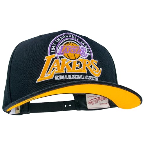 Mitchell & Ness Gorra Snapback Pro Crown Inaugural Team de la NBA - Los Angeles Lakers, ajustable, para hombres, mujeres, niños, unisex, primavera, verano, otoño, invierno