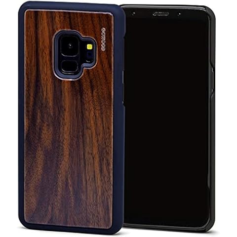 Samsung Galaxy S9 Wood Case | Real Walnut Wooden Backplate With Polycarbonate Protective Bumper and Shock Absorbing Rubber Coating for Optimal Protection Cover