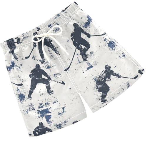Pigsaly Boys Swim Trunks Abstract Hockey Player Black Boys Board Shorts Swimsuit Swimwear Summer Bathing Suit 5T