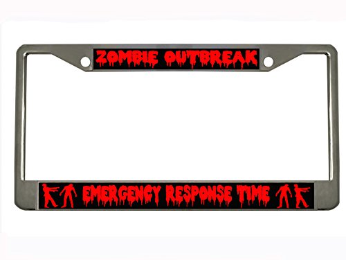 ZOMBIE OUTBREAK EMERGENCY RESPONSE TEAM Chrome Metal Auto License Plate Frame Car Tag Holder