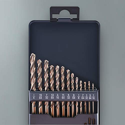 Lichamp 13Pcs Hss Cobalt Drill Bits Set 1/16" To 1/4" With Three Flute For Hard Metal, Hardened Stainless Steel And Cast Iron #TOP6