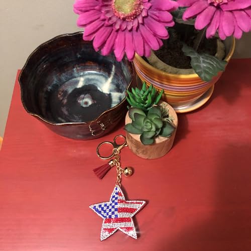 Popfizzy Rhinestone American Flag Keychain for Women, Bling Star Keychain, Purse Charms for Handbags, Cute Gifts2