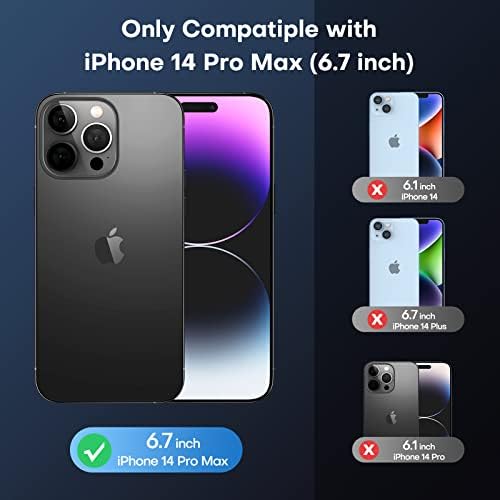 TAURI [5 in 1 Magnetic Case for iPhone 14 Pro Max [Military Grade Protection], 2 Tempered Screen Protector+2 Camera Lens Protector, [Compatible with MagSafe] Translucent Matte Slim Cover 6.7"-Black