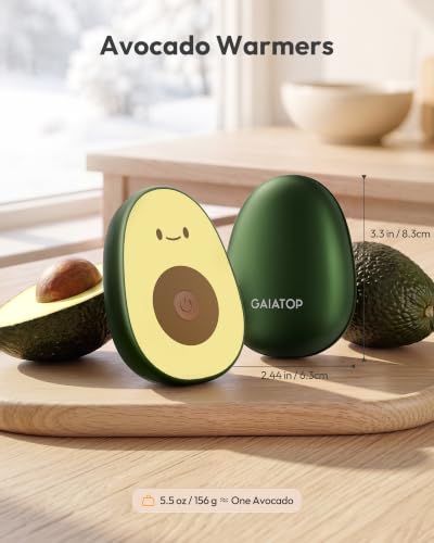 Gaiatop Hand Warmers Rechargeable 2 Pack, Magnetic 3 Settings Fast Heating Avocados Shape, Electric Portable Pocket Heater, Reusable Hot Hands Gifts for Women Men Outdoor Camping Hunting Golf - image 2
