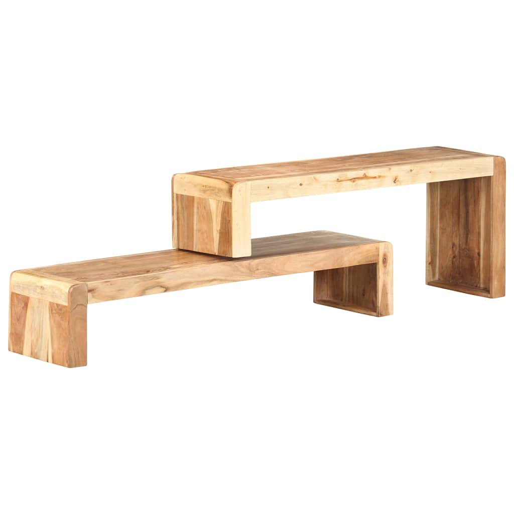 Mobile TV con Supporto di Design in Legno Massello di in 2 Pezzi, Mobile da Soggiorno per Casa in Stile Industriale