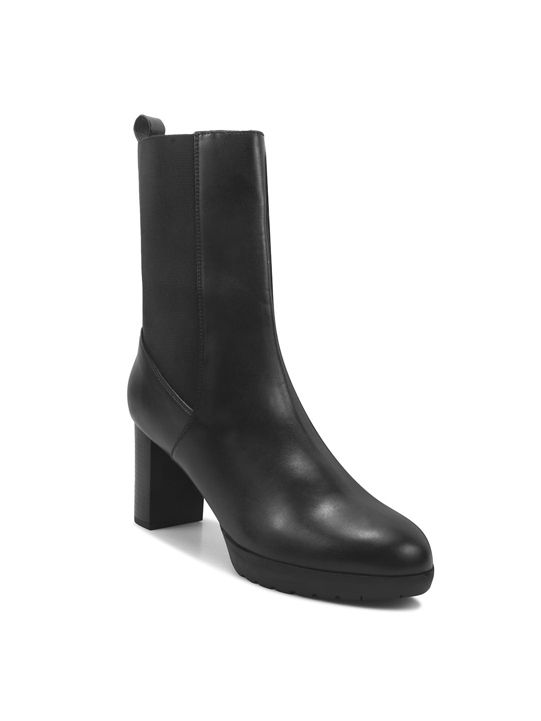 Mid-Calf Heeled Chelsea Boots in Black-image-6