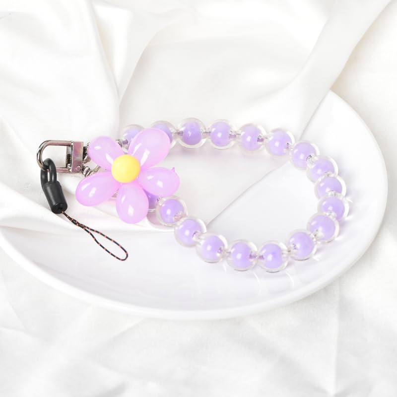 Miniatura 4 de Cordones de muñeca para teléfono celular con cuentas para mujeres, adolescentes, niñas, antirrobo, correa de teléfono para teléfono, llavero y