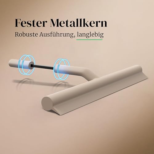 HEIMR Silikon Duschabzieher mit Halterung ohne Bohren (Taupe, 28 cm Lippe) - Extra breiter Abzieher & Wischer für Dusche - Duschkabinenabzieher für Duschwand - Flitsche Wasserabzieher