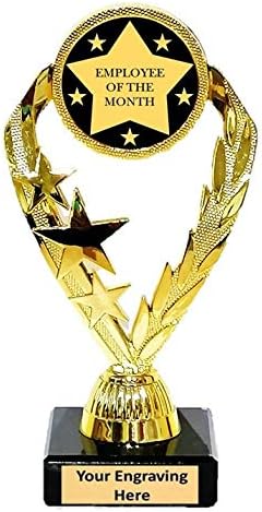Employee of the month Gold trophy award 185mm Free Nameplate Engraving -cll-